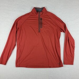 REI Sweater Mens XL Dark Orange Quarter Zip Performance Front Zipper Lightweight